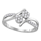 14kt White Gold Dazzling Double Cluster Diamond Bridal Wedding Engagement Ring 1/3 Cttw - Splendid Jewellery