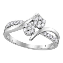 Load image into Gallery viewer, 14kt White Gold Dazzling Double Cluster Diamond Bridal Wedding Engagement Ring 1/3 Cttw - Splendid Jewellery