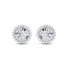 14kt White Gold Dazzling Round Diamond Cluster Earrings - Splendid Jewellery