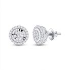 14kt White Gold Dazzling Round Diamond Cluster Earrings - Splendid Jewellery