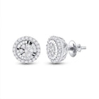 14kt White Gold Dazzling Round Diamond Cluster Earrings - Splendid Jewellery