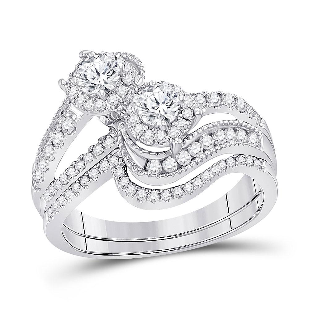 14kt White Gold Diamond Bliss Wedding Ring Band Set - Splendid Jewellery