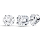 14kt White Gold Diamond Blossom Cluster Earrings - A Captivating Floral Delight - Splendid Jewellery