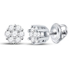 14kt White Gold Diamond Blossom Cluster Earrings - A Captivating Floral Delight - Splendid Jewellery
