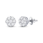 14kt White Gold Diamond Blossom Cluster Earrings - A Mesmerizing Floral Delight! - Splendid Jewellery