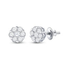 14kt White Gold Diamond Blossom Cluster Earrings - A Mesmerizing Floral Delight! - Splendid Jewellery
