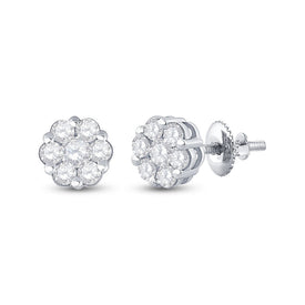 14kt White Gold Diamond Blossom Cluster Earrings - A Mesmerizing Floral Delight! - Splendid Jewellery