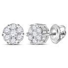 14kt White Gold Diamond Blossom Cluster Earrings: A Radiant Floral Delight - Splendid Jewellery