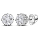 14kt White Gold Diamond Blossom Cluster Earrings: A Radiant Floral Delight - Splendid Jewellery