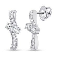 Load image into Gallery viewer, 14kt White Gold Diamond Bypass Drop Earrings - Elegant Brilliance - Splendid Jewellery