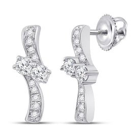 14kt White Gold Diamond Bypass Drop Earrings - Elegant Brilliance - Splendid Jewellery