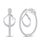 14kt White Gold Diamond Cascade Dangle Hoop Earrings - Splendid Jewellery