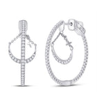 14kt White Gold Diamond Cascade Dangle Hoop Earrings - Splendid Jewellery