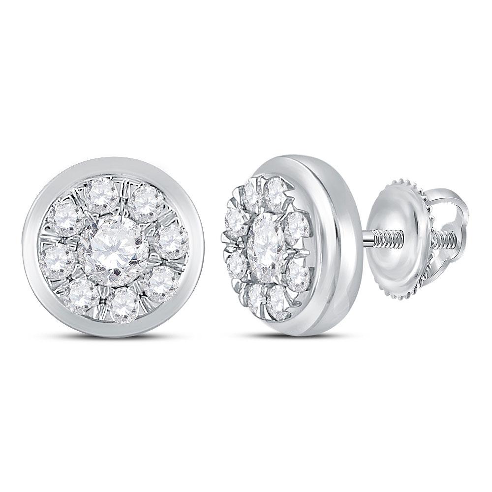 14kt White Gold Diamond Cluster Brilliance Stud Earrings - Splendid Jewellery