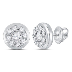 14kt White Gold Diamond Cluster Brilliance Stud Earrings - Splendid Jewellery