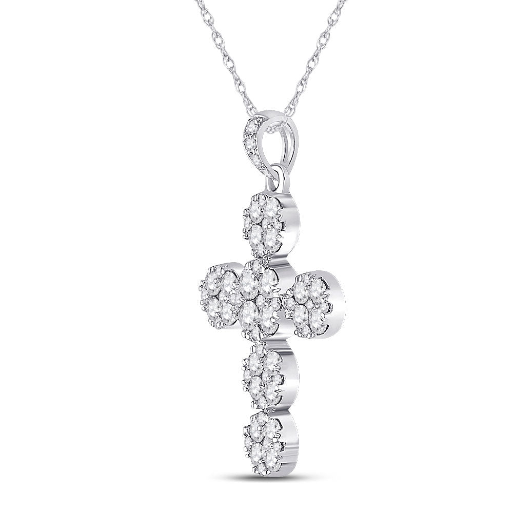 14kt White Gold Diamond Cluster Cross Pendant - A Radiant Symbol of Elegance and Faith - Splendid Jewellery