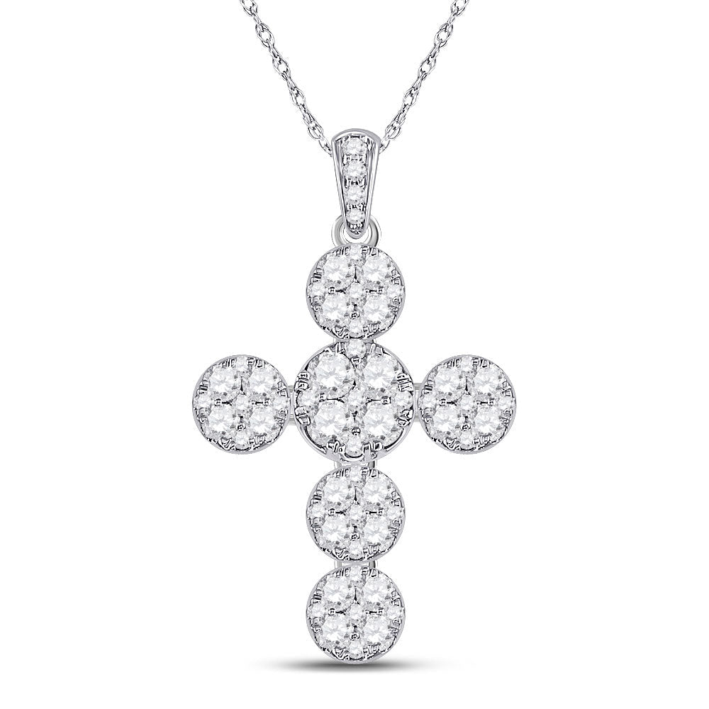 14kt White Gold Diamond Cluster Cross Pendant - A Radiant Symbol of Elegance and Faith - Splendid Jewellery