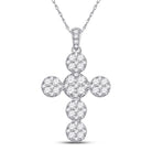 14kt White Gold Diamond Cluster Cross Pendant - A Radiant Symbol of Elegance and Faith - Splendid Jewellery
