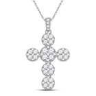 14kt White Gold Diamond Cluster Cross Pendant - A Radiant Symbol of Elegance and Faith - Splendid Jewellery