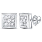14kt White Gold Diamond Cluster Stud Earrings - Timeless Elegance and Sparkling Brilliance - Splendid Jewellery