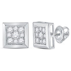 14kt White Gold Diamond Cluster Stud Earrings - Timeless Elegance and Sparkling Brilliance - Splendid Jewellery