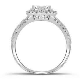 14kt White Gold Diamond Cluster Wedding Ring Set - Splendid Jewellery