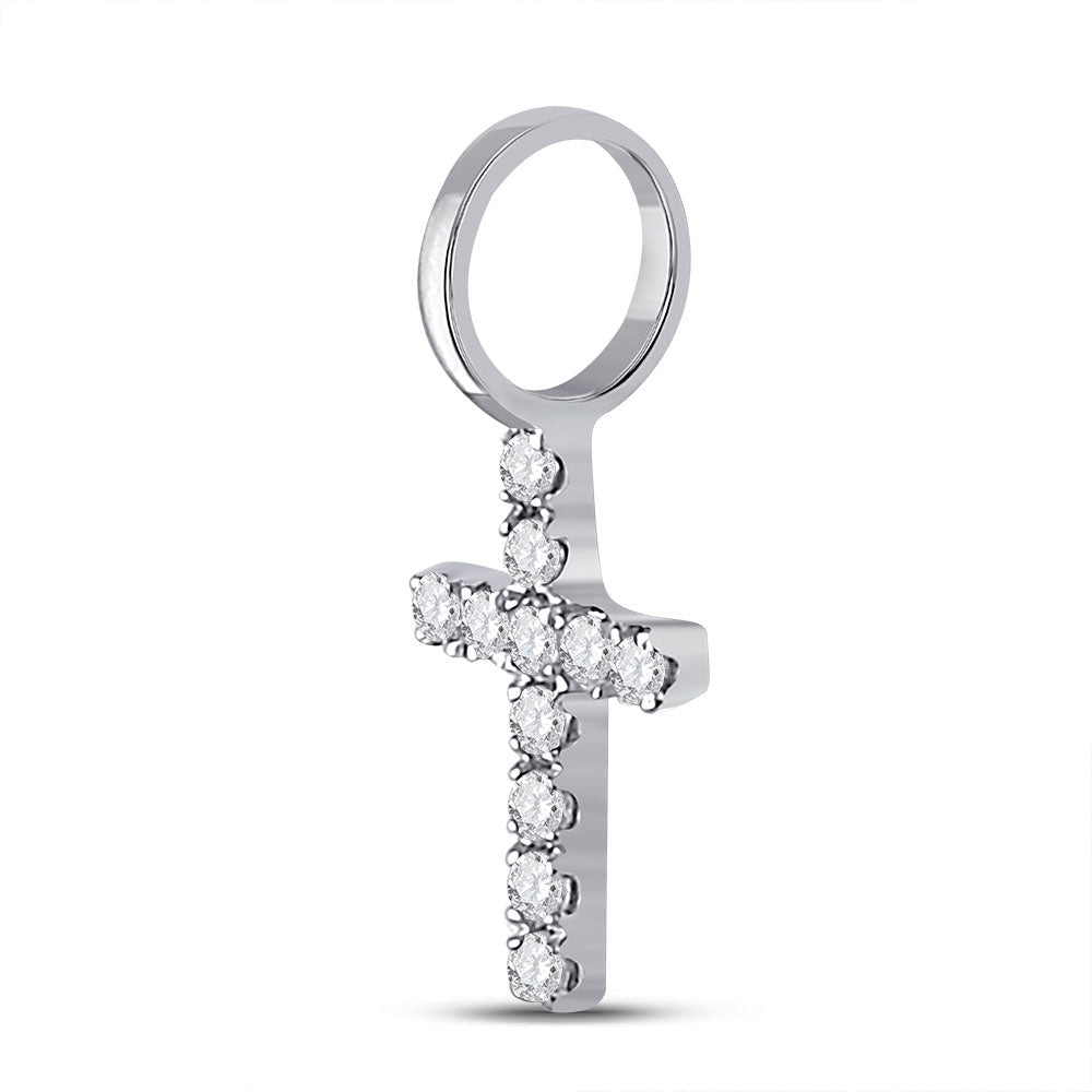 14kt White Gold Diamond Cross Pendant: A Radiant Symbol of Elegance and Grace - Splendid Jewellery