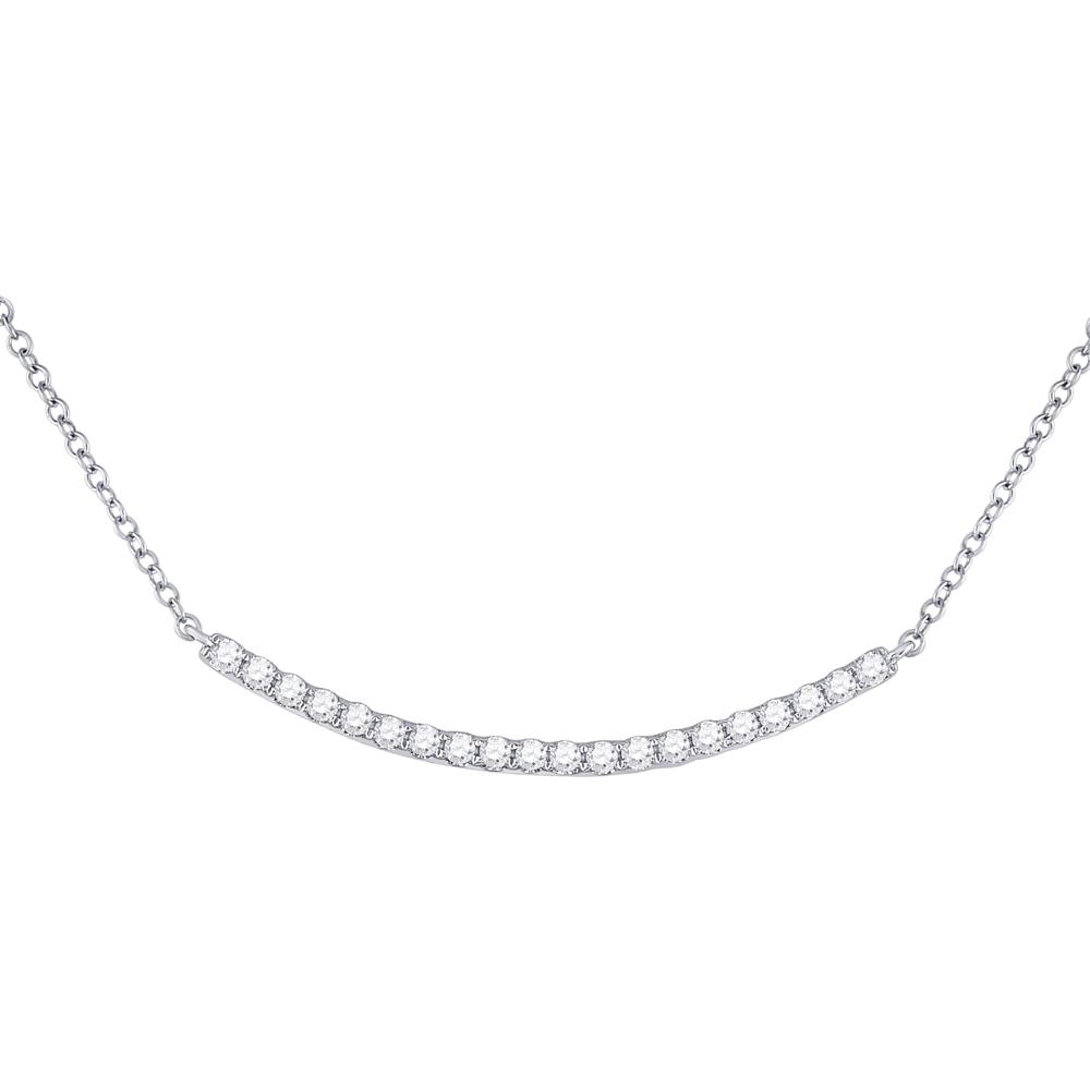 14kt White Gold Diamond Curved Bar Necklace - A Mesmerizing Masterpiece - Splendid Jewellery