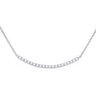 14kt White Gold Diamond Curved Bar Necklace - A Mesmerizing Masterpiece - Splendid Jewellery