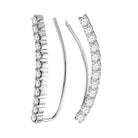 14kt White Gold Diamond Curved Bowed Climber Earrings - Splendid Jewellery