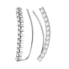 14kt White Gold Diamond Curved Bowed Climber Earrings - Splendid Jewellery