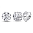 14kt White Gold Diamond Floral Cluster Earrings: A Dazzling Blossom of Elegance - Splendid Jewellery