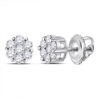 14kt White Gold Diamond Floral Cluster Earrings: A Dazzling Blossom of Elegance - Splendid Jewellery