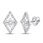 14kt White Gold Diamond Geometric Cluster Earrings: A Timeless Masterpiece - Splendid Jewellery