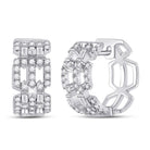 14kt White Gold Diamond Link Huggie Earrings - A Mesmerizing Fusion of Elegance and Brilliance - Splendid Jewellery