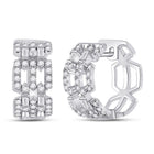 14kt White Gold Diamond Link Huggie Earrings - A Mesmerizing Fusion of Elegance and Brilliance - Splendid Jewellery