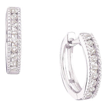 Load image into Gallery viewer, 14kt White Gold Diamond Milgrain Hoop Earrings - Elegant Sparkle for Every Occasion - Splendid Jewellery
