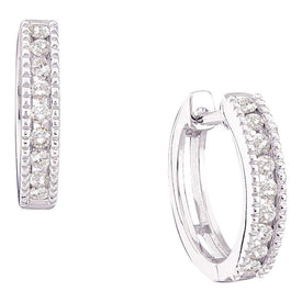 14kt White Gold Diamond Milgrain Hoop Earrings - Elegant Sparkle for Every Occasion - Splendid Jewellery
