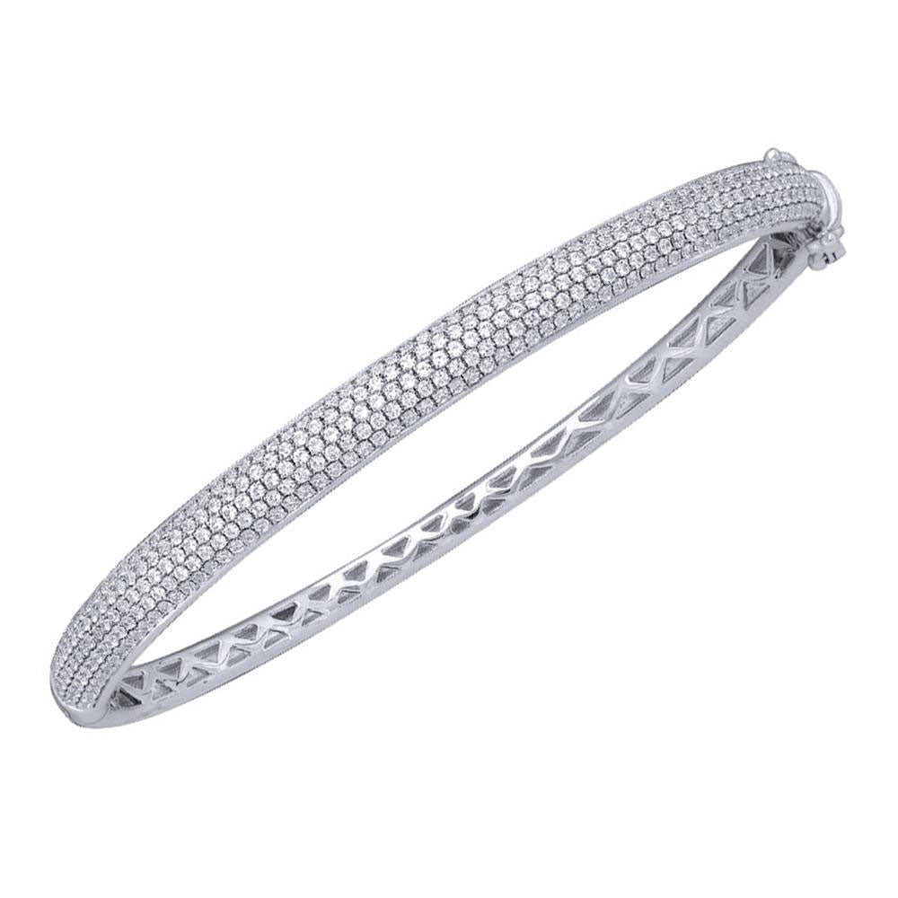 14kt White Gold Diamond Pave Bangle Bracelet - 2 Carat Total Weight - Splendid Jewellery