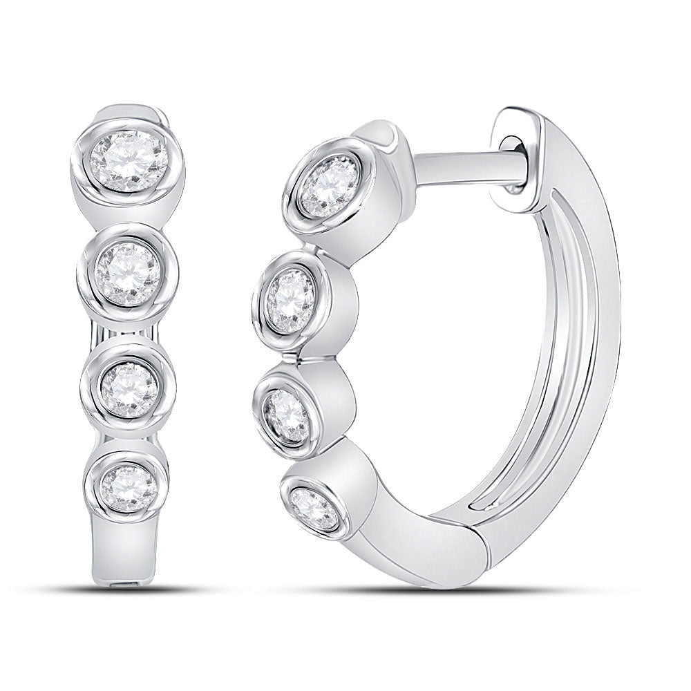 14kt White Gold Diamond Sparkle Hoop Earrings - Splendid Jewellery