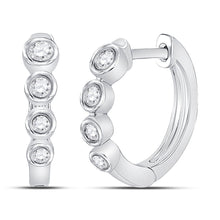 Load image into Gallery viewer, 14kt White Gold Diamond Sparkle Hoop Earrings - Splendid Jewellery