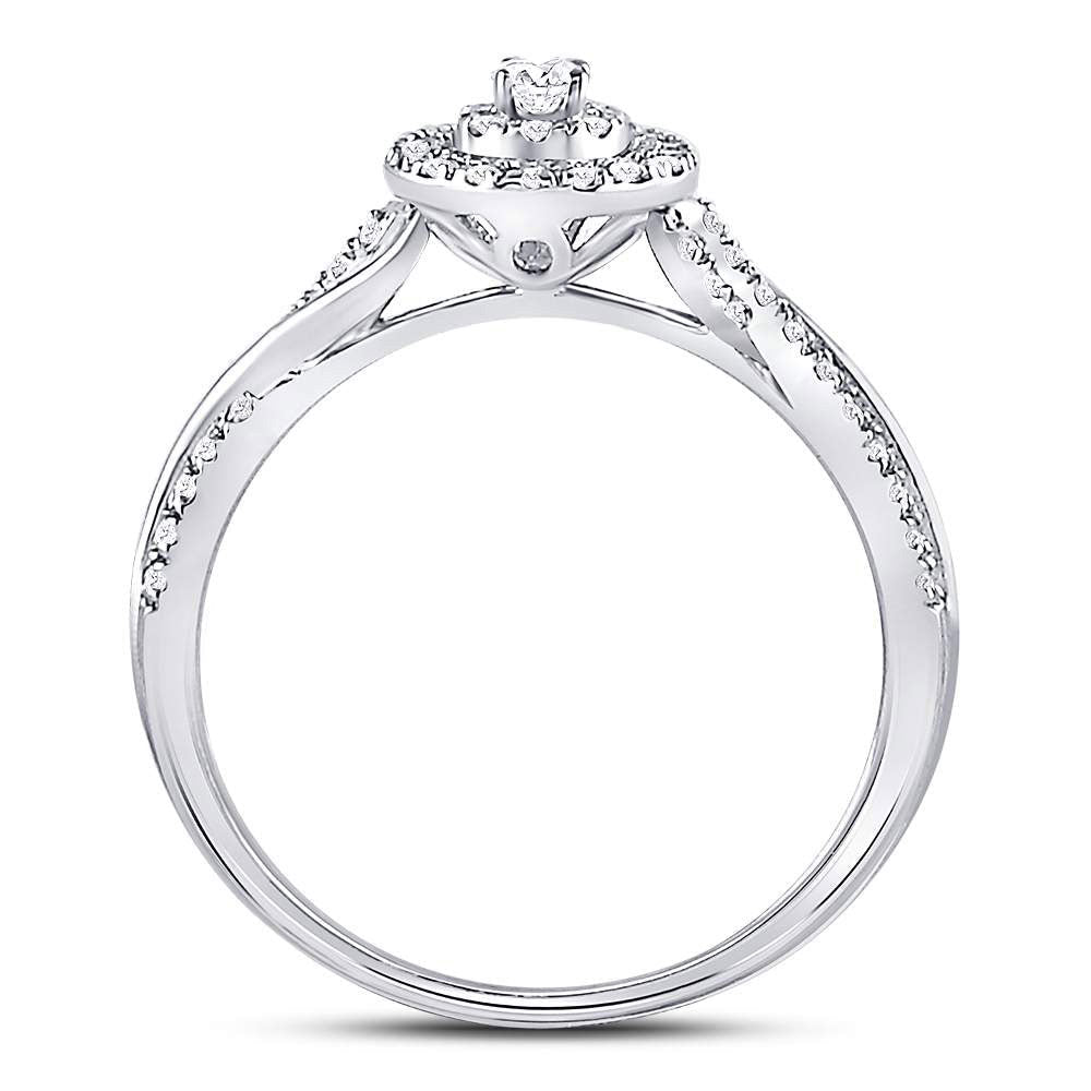 14kt White Gold Diamond Teardrop Cluster Bridal Wedding Ring - A Timeless Treasure - Splendid Jewellery