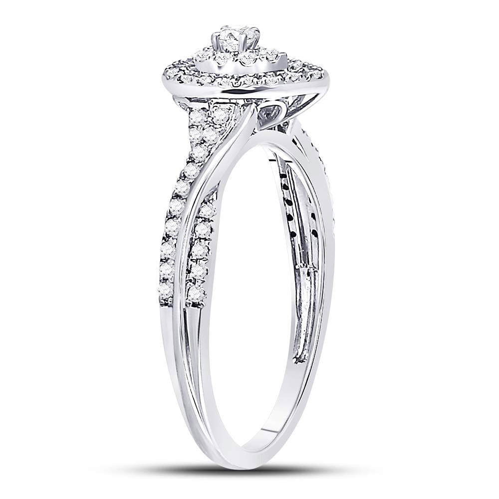 14kt White Gold Diamond Teardrop Cluster Bridal Wedding Ring - A Timeless Treasure - Splendid Jewellery