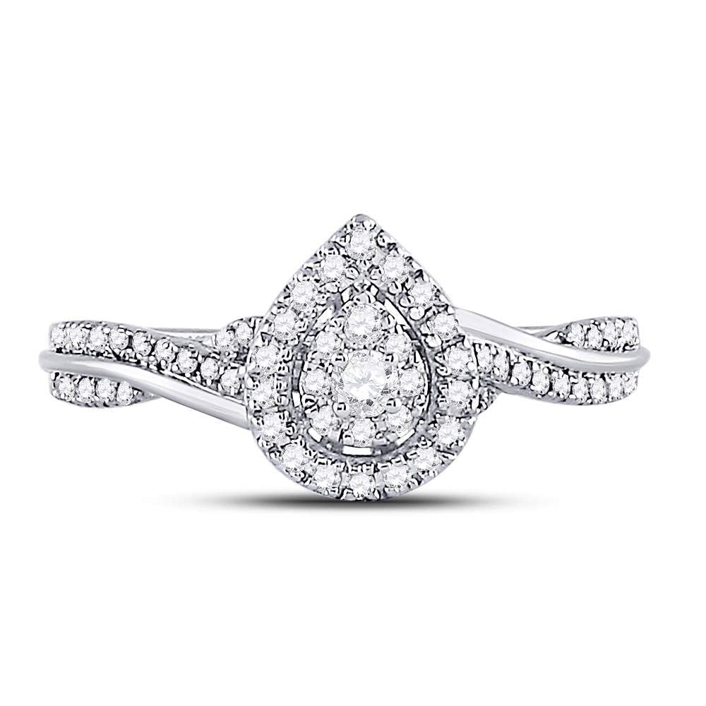 14kt White Gold Diamond Teardrop Cluster Bridal Wedding Ring - A Timeless Treasure - Splendid Jewellery