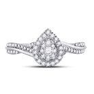 14kt White Gold Diamond Teardrop Cluster Bridal Wedding Ring - A Timeless Treasure - Splendid Jewellery