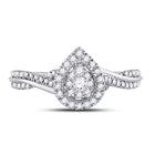 14kt White Gold Diamond Teardrop Cluster Bridal Wedding Ring - A Timeless Treasure - Splendid Jewellery