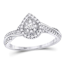 Load image into Gallery viewer, 14kt White Gold Diamond Teardrop Cluster Bridal Wedding Ring - A Timeless Treasure - Splendid Jewellery