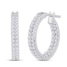 14kt White Gold Double Row Diamond Hoop Earrings - Timeless Elegance and Dazzling Brilliance - Splendid Jewellery