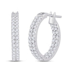 14kt White Gold Double Row Diamond Hoop Earrings - Timeless Elegance and Dazzling Brilliance - Splendid Jewellery