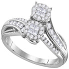 14kt White Gold Enchanting Bypass Diamond Bridal Ring - Splendid Jewellery